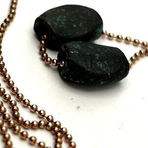 925 Sterling Silver 60in Long Necklace Green Stone Beads Designer